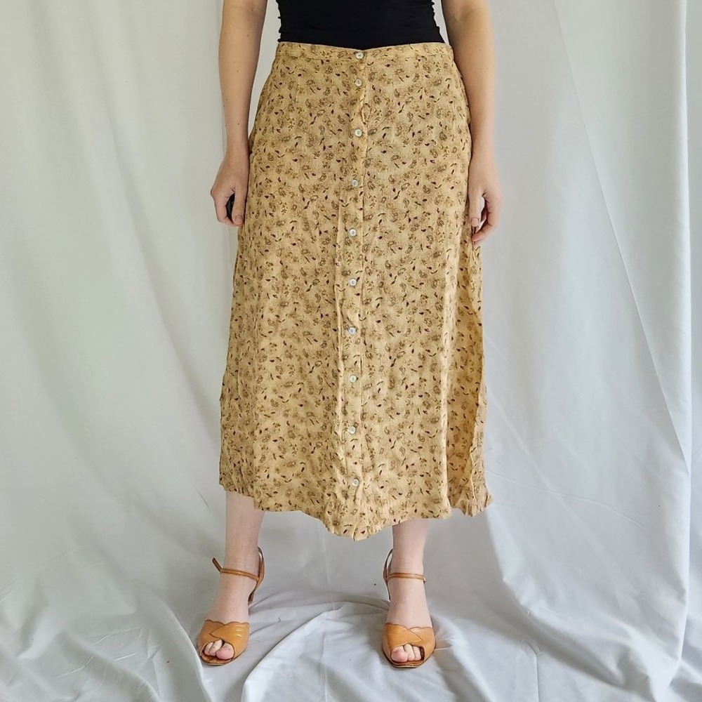 90s/Y2K Paisley Rayon Button Down Skirt